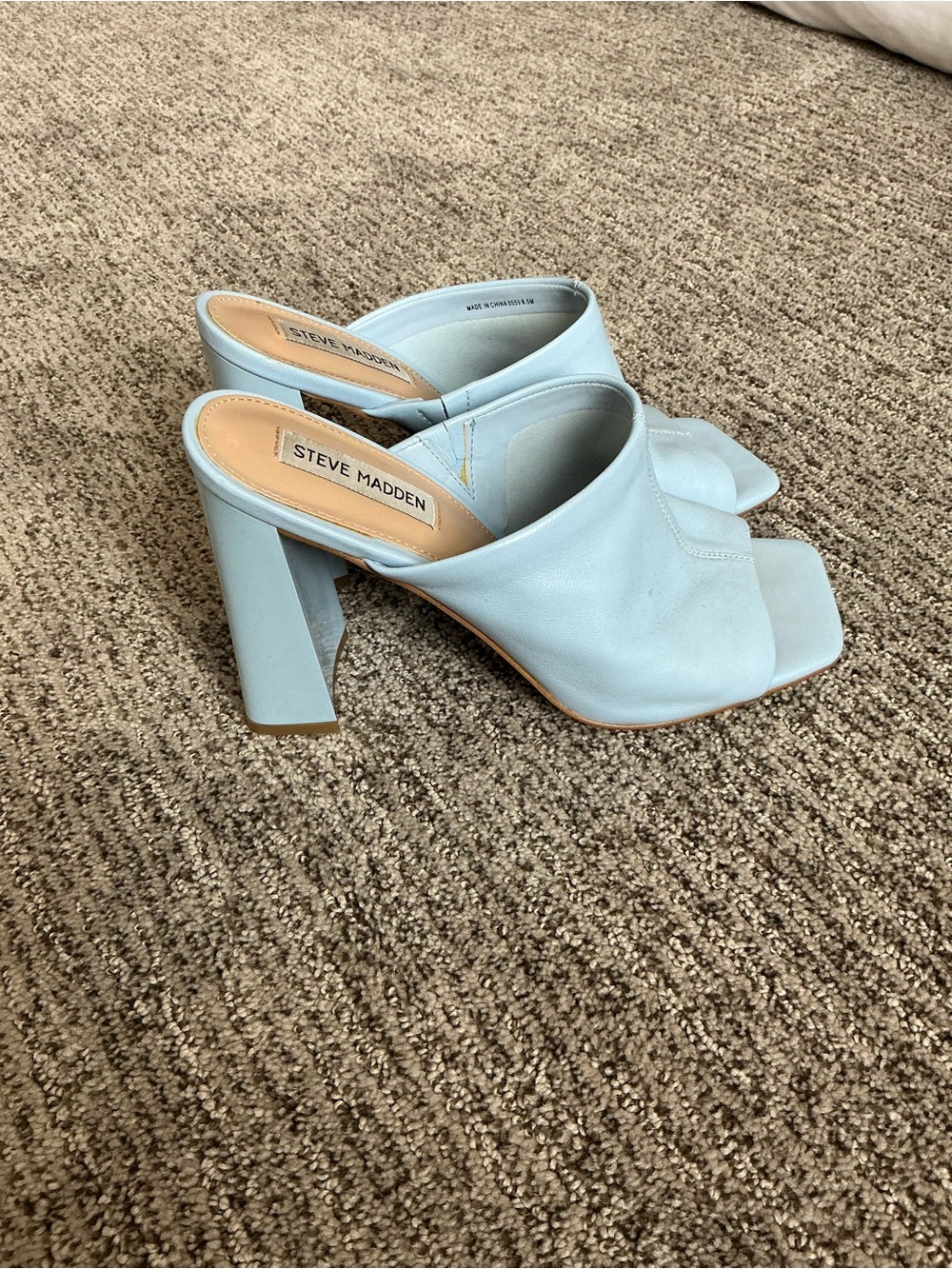 Steve Madden Pale Blue High Block Heel Mule